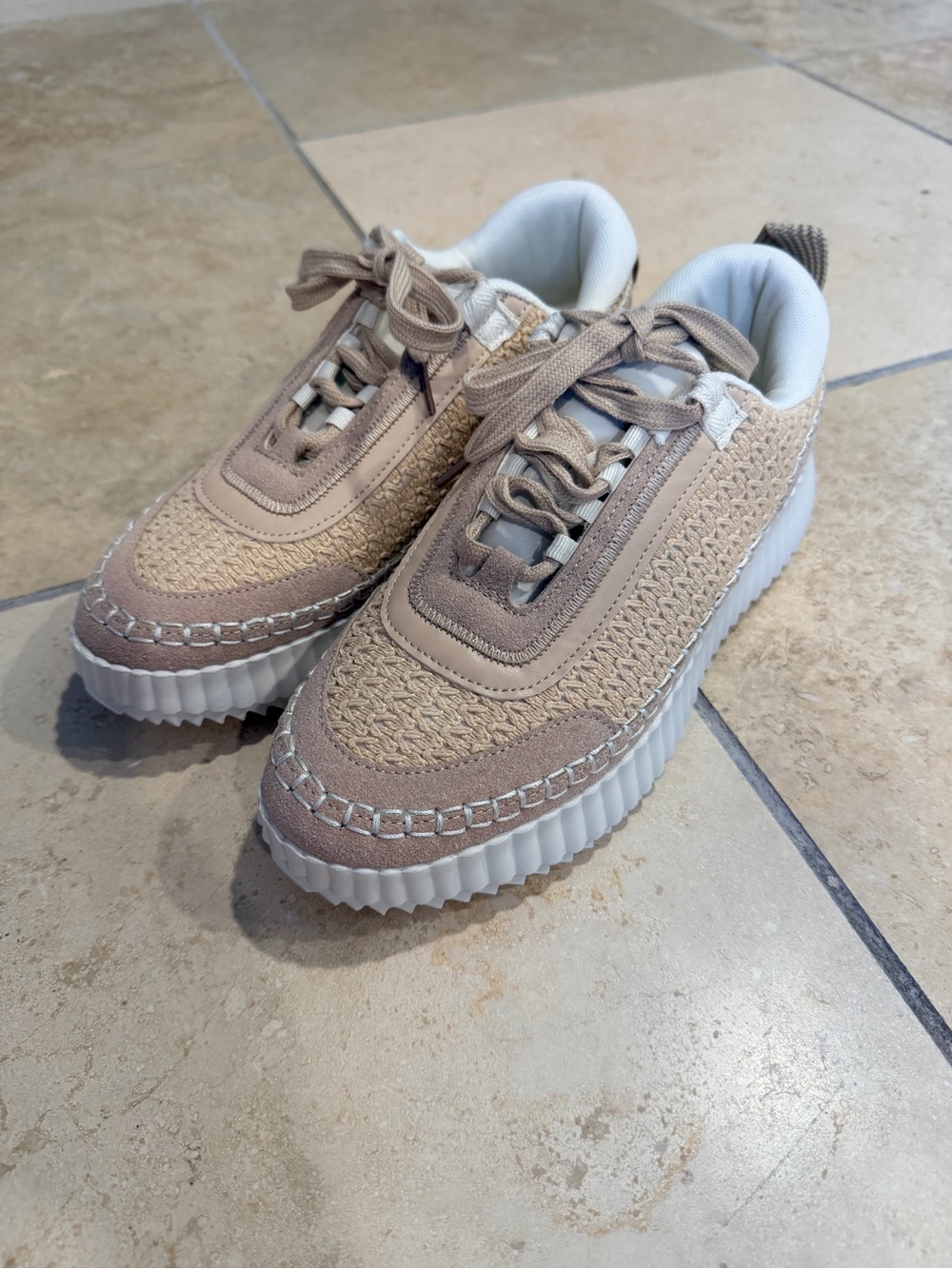 Woven Platform Sneakers in Blush Beige - Picture 4 of 11